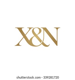 X&N Initial logo. Ampersand monogram golden logo