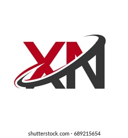 XN initial logo company name colored red and black swoosh design, isolated on white background. vector logo for business and company identity
