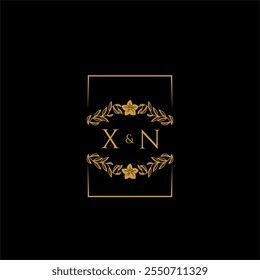 XN initial monogram decoration for wedding logo with creative square line