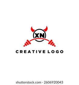 XN initial monogram for fitnes or gym logo with devil style design