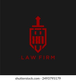 XN initial monogram for law firm with sword and shield logo image