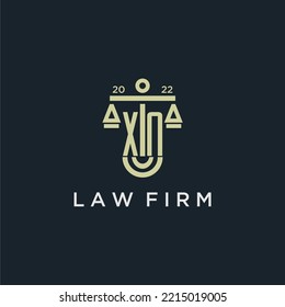 Logotipo de monograma inicial XN para la firma de abogados con diseño vectorial de escala