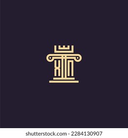 Erstmaliges Monogramm-Logo von XN für Anwälte mit Säulenkronenbild-Design