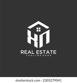 XN initial monogram logo for real estate with polygon shape creative design