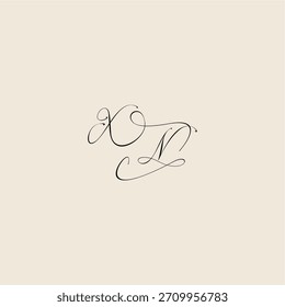 XN letter initial royal design minimalist style curve monogram elegant concept logo