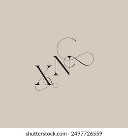 XN letter line and bold mix concept beautiful initial wedding serif monogram logo