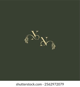 XN letter luxury wedding monogram organic leaf initial logo design concept