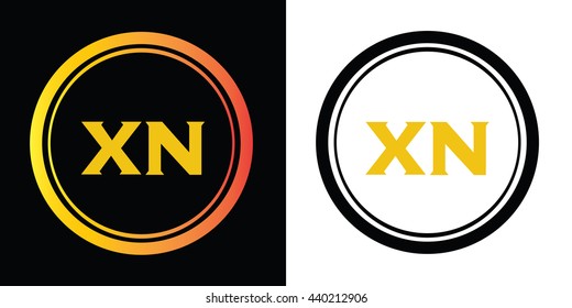 XN letters icon design template elements in abstract background logo, design identity in circle, alphabet letter