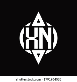 Logotipo XN con círculo redondeado combinando la plantilla de diseño de triángulo superior e inferior
