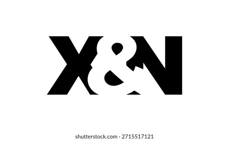 Design do logotipo XN em estilo negrito. Símbolo de identidade branco preto. Emblema de tipografia moderna. ícone Marca corporativa. Modelo de negócios mínimo.