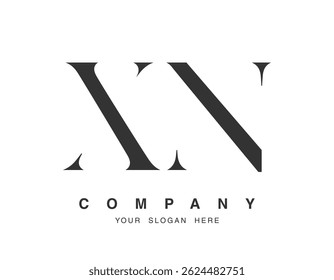 XN logo design. Initial letter x and n serif font style. Creative classic company name typography. Trendy logotype or identity. Vector illustration.