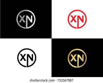 XN Logo. Letter Design Vector with Red and Black Gold Silver Colors


