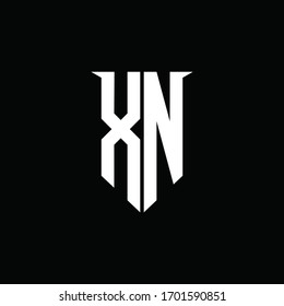 XN logo monogram with emblem shield style design template