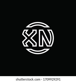 XN logo monogram with negative space circle rounded design template