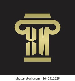 XN Logo monogram with pillar style design template with gold colors