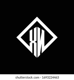 Monograma del logotipo XN con plantilla de diseño de estilo giratorio cuadrado