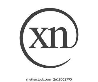 Logo XN de deux lettres avec forme de cercle style de signe d'email. Logotype rond X et N de la société commerciale pour l'identité de la marque.