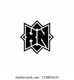 XN monogram logo with square rotate style outline design template