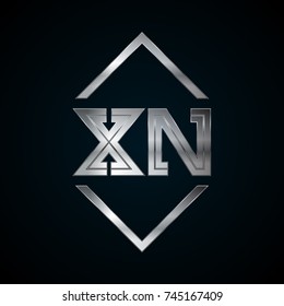 XN Monogram, Metal Logo, Silver Logo