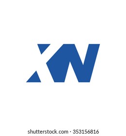 XN negative space letter logo blue