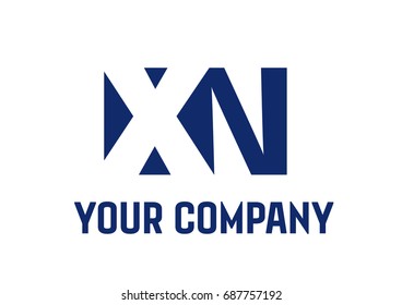  XN Negative Space Square Swoosh Letter Logo