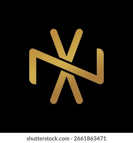Logotipos de monogramas XN o NX superpuestos.