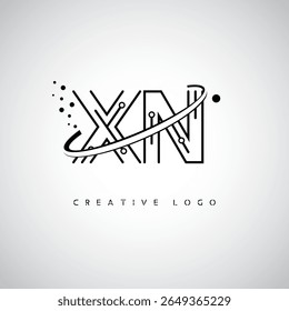 XN Orbit Monogram Logo - Futuristic Minimal Letter mark with Circular Line Art, Tech-Inspired Dots and Space Motion Concept for Modern Branding Identity (Logotipo de Monograma de Órbita XN - Marca de Letra Mínima Futurista com Linha de Arte Circular, Pontos Inspirados na Tecnologia e Conceito de Movimento Espacial para Identidade de Marca Moderna)