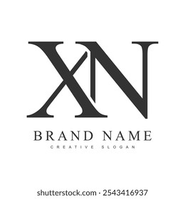 XN trendy logotype template. Initial letter x and n classic font style. Creative logo for company name or identity. Vector illustration.