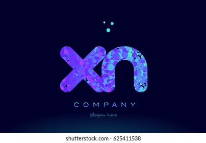 xn x n alphabet pink blue bubble circle dots creative letter company logo vector icon design template