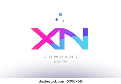 xn x n  creative pink purple blue modern dots creative alphabet gradient company letter logo design vector icon template