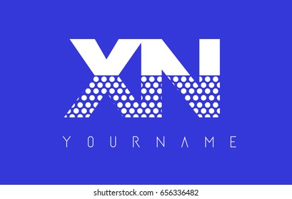 XN X N Dotted Pattern Letter Logo Design Vector with Blue Background.