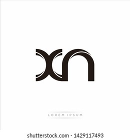 xn x n Initial Letter Split Lowercase Modern Monogram linked outline rounded logo