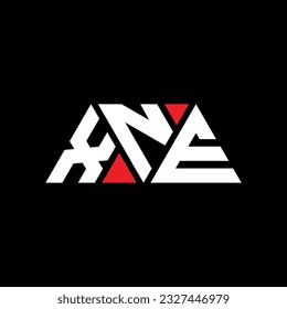 XNE triangle letter logo design with triangle shape. XNE triangle logo design monogram. XNE triangle vector logo template with red color. XNE triangular logo Simple, Elegant, and Luxurious design.
