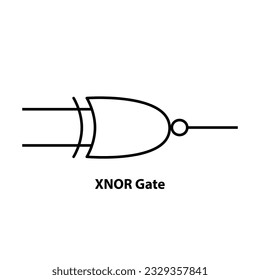 XNOR Gate. electronic symbol of open switch Illustration of basic circuit symbols. Electrical symbols, study content of physics students.  electrical circuits.
