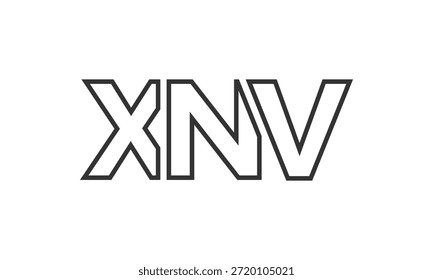 Plantilla de diseño de logotipo XNV con texto en negrita fuerte y moderno. Logotipo de Vector inicial basado en tipografía simple y mínima. Identidad de empresa de moda ideal para la presencia de la marca de las empresas.