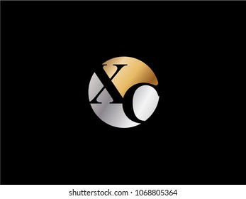 XO circle shape gold silver color design
