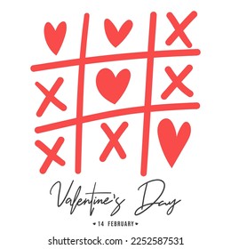 Xo game heart in Valentine's Day on white background ,for February 14, Vector illustration EPS 10