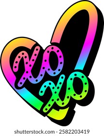 xo xo heart valentines day quote rainbow colorful bright vibrant vector graphic design and cut file