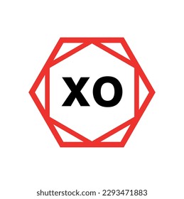 XO-Hexagon-Typografie-Monogramm-Vektor. Symbol für den Markennamen von XO.