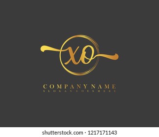 XO initial handwriting logo circle template vector