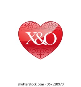 X&O initial letter logo with ornament heart shape
