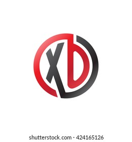 XO initial letters looping linked circle logo red black