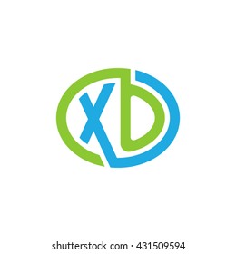 XO initial letters looping linked ellipse logo blue green