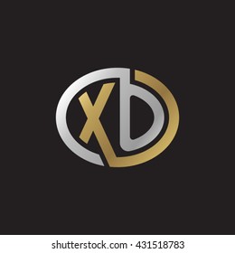 XO initial letters looping linked ellipse elegant logo golden silver black background