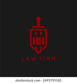 XO initial monogram for law firm with sword and shield logo image