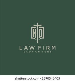XO initial monogram for law firm with sword and shield logo image