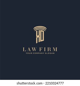 XO initial monogram lawfirm logo with pillar design