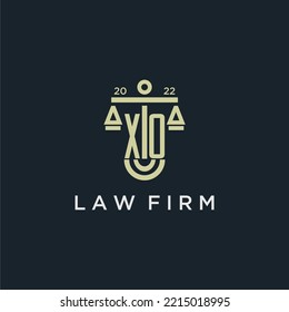 XO initial monogram logo for lawfirm with scale vector design