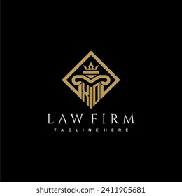 Logotipo de monograma inicial XO para abogados con pilar en diseño cuadrado creativo