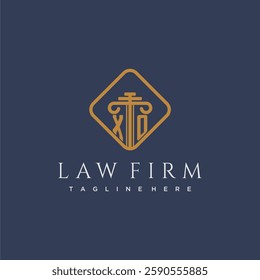 XO initial monogram logo for lawfirm with pillar in creative square design